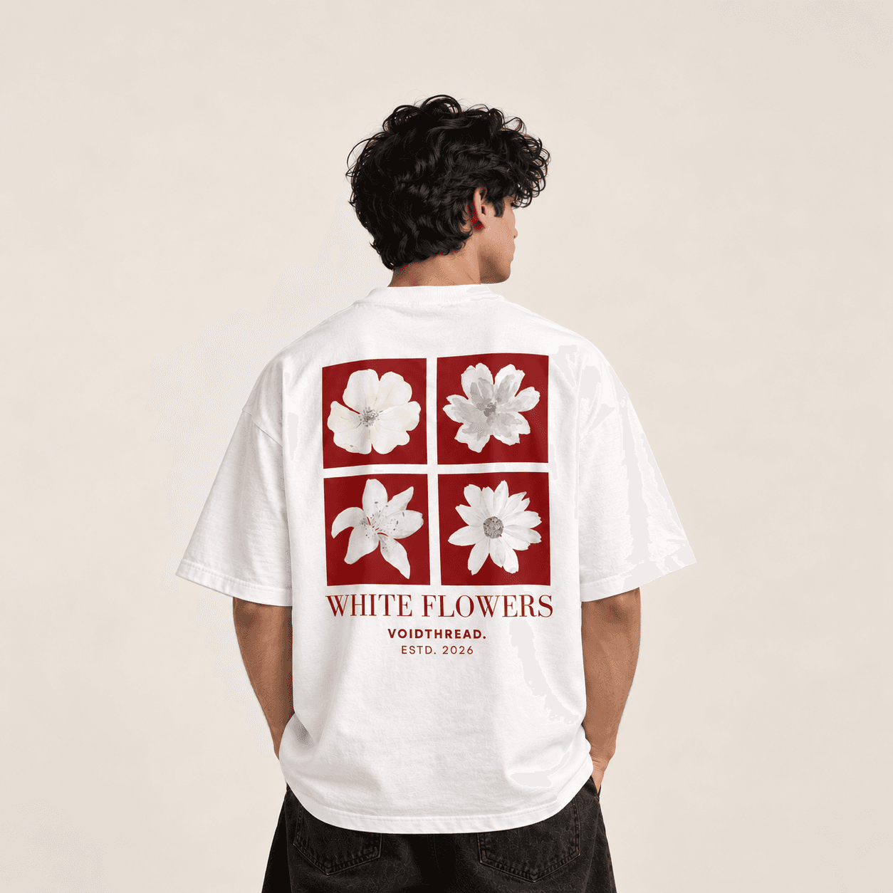 White Flowers Oversized T-Shirt — image 2