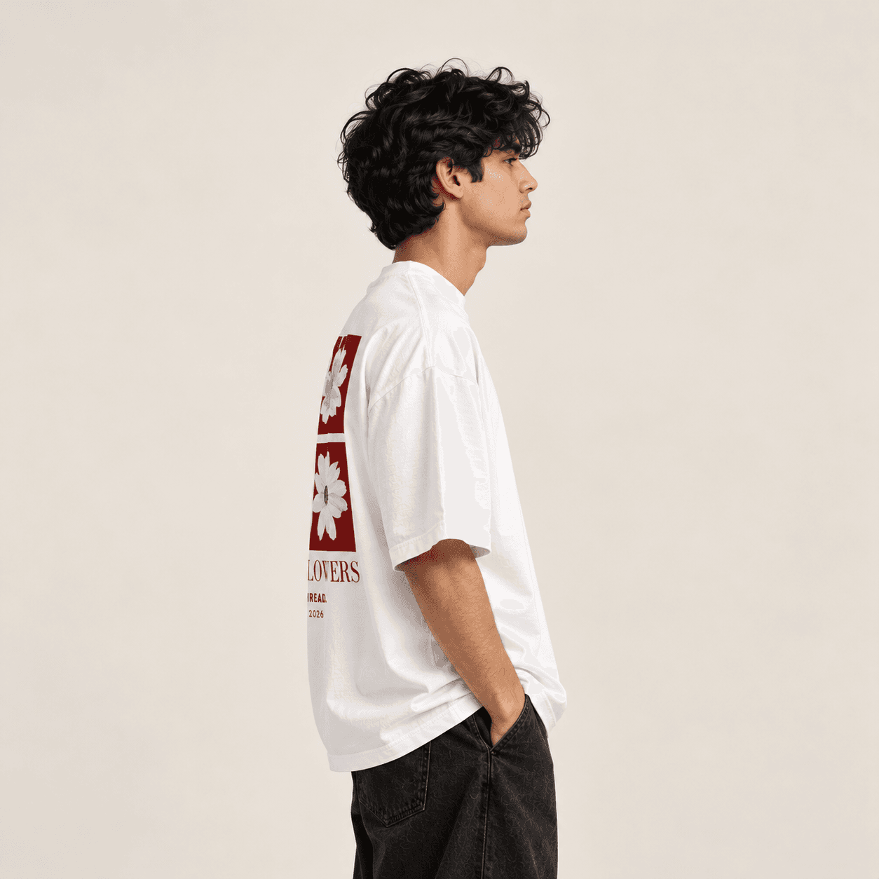 White Flowers Oversized T-Shirt — image 3